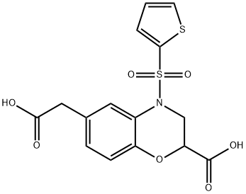 6-(CARBOXYMETHYL)-4-(2-THIENYLSULFONYL)-3,4-DIHYDRO-2H-1,4-BENZOXAZINE-2-CARBOXYLIC ACID 结构式