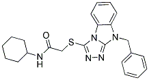 2-(9-BENZYL-9H-BENZO[4,5]IMIDAZO[2,1-C][1,2,4]TRIAZOL-3-YLSULFANYL)-N-CYCLOHEXYL-ACETAMIDE 结构式