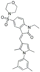 (Z)-3-((1-(3,5-Dimethylphenyl)-2,5-dimethyl-1H-pyrrol-3-yl)methylene)-1-ethyl-5-(morpholinosulfonyl)indolin-2-one 结构式
