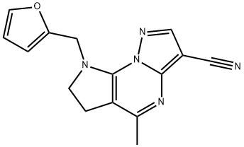 8-(2-FURYLMETHYL)-5-METHYL-7,8-DIHYDRO-6H-PYRAZOLO[1,5-A]PYRROLO[3,2-E]PYRIMIDINE-3-CARBONITRILE 结构式