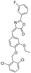 4-((E)-{4-[(2,6-DICHLOROBENZYL)OXY]-3-ETHOXYPHENYL}METHYLIDENE)-2-(3-FLUOROPHENYL)-1,3-OXAZOL-5(4H)-ONE 结构式