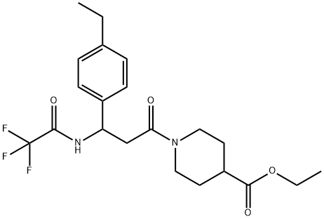 Ethyl 1-(3-(4-ethylphenyl)-3-[(2,2,2-trifluoroacetyl)amino]propanoyl)-4-piperidinecarboxylate 结构式