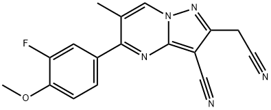 2-(CYANOMETHYL)-5-(3-FLUORO-4-METHOXYPHENYL)-6-METHYLPYRAZOLO[1,5-A]PYRIMIDINE-3-CARBONITRILE 结构式