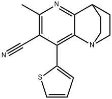 5-Methyl-3-(2-thienyl)-1,6-diazatricyclo[6.2.2.0(2,7)]dodeca-2(7),3,5-triene-4-carbonitrile 结构式