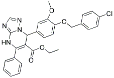 ETHYL 7-(4-(4-CHLOROBENZYLOXY)-3-METHOXYPHENYL)-5-PHENYL-4,7-DIHYDRO-[1,2,4]TRIAZOLO[1,5-A]PYRIMIDINE-6-CARBOXYLATE 结构式