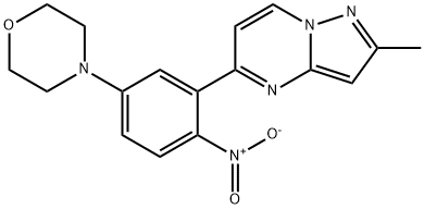 2-METHYL-5-(5-MORPHOLINO-2-NITROPHENYL)PYRAZOLO[1,5-A]PYRIMIDINE 结构式