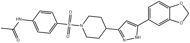 N-[4-((4-[5-(1,3-BENZODIOXOL-5-YL)-1H-PYRAZOL-3-YL]PIPERIDINO)SULFONYL)PHENYL]ACETAMIDE 结构式