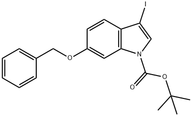 6-(苄氧基)-3-碘-1H-吲哚-1-羧酸叔丁酯 结构式