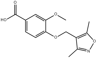 4-(3,5-DIMETHYL-ISOXAZOL-4-YLMETHOXY)-3-METHOXY-BENZOIC ACID 结构式