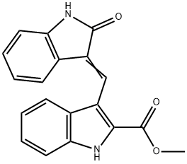 METHYL 3-[(2-OXO-1,2-DIHYDRO-3H-INDOL-3-YLIDEN)METHYL]-1H-INDOLE-2-CARBOXYLATE 结构式