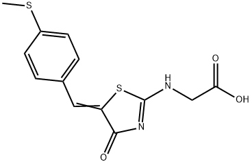 2-[(5-((E)-[4-(METHYLSULFANYL)PHENYL]METHYLIDENE)-4-OXO-4,5-DIHYDRO-1,3-THIAZOL-2-YL)AMINO]ACETIC ACID 结构式