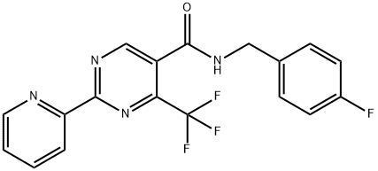 N-(4-FLUOROBENZYL)-2-(2-PYRIDINYL)-4-(TRIFLUOROMETHYL)-5-PYRIMIDINECARBOXAMIDE 结构式