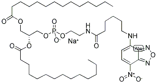 N-(NBD-AMINOCAPROYL)-1,2-DIMYRISTOYL-SN-GLYCERO-3-PHOSPHOETHANOLAMINE SODIUM SALT 结构式