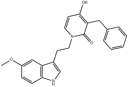 3-BENZYL-4-HYDROXY-1-[2-(5-METHOXY-1H-INDOL-3-YL)ETHYL]-2(1H)-PYRIDINONE 结构式