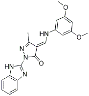 (4E)-2-(1H-Benzimidazol-2-yl)-4-{[(3,5-dimethoxyphenyl)amino]methylene}-5-methyl-2,4-dihydro-3H-pyrazol-3-one 结构式