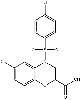 6-CHLORO-4-[(4-CHLOROPHENYL)SULFONYL]-3,4-DIHYDRO-2H-1,4-BENZOXAZINE-2-CARBOXYLIC ACID 结构式