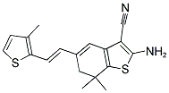 2-AMINO-7,7-DIMETHYL-5-[2-(3-METHYL-THIOPHEN-2-YL)-VINYL]-6,7-DIHYDRO-BENZO[B]THIOPHENE-3-CARBONITRILE 结构式