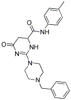 2-(4-BENZYL-1-PIPERAZINYL)-N-(4-METHYLPHENYL)-6-OXO-3,4,5,6-TETRAHYDRO-4-PYRIMIDINECARBOXAMIDE 结构式