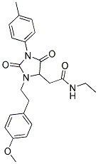 N-ETHYL-2-[3-(4-METHOXYPHENETHYL)-1-(4-METHYLPHENYL)-2,5-DIOXO-4-IMIDAZOLIDINYL]ACETAMIDE 结构式