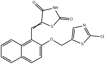 5-((2-[(2-CHLORO-1,3-THIAZOL-5-YL)METHOXY]-1-NAPHTHYL)METHYLENE)-1,3-THIAZOLANE-2,4-DIONE 结构式