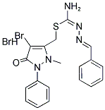 3-((1-AMINO-2,3-DIAZA-4-PHENYLBUTA-1,3-DIENYLTHIO)METHYL)-4-BROMO-2-METHYL-1-PHENYL-3-PYRAZOLIN-5-ONE, BROMIDE 结构式