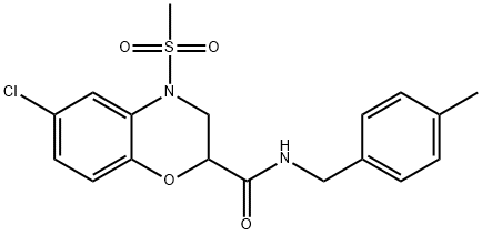 6-CHLORO-N-(4-METHYLBENZYL)-4-(METHYLSULFONYL)-3,4-DIHYDRO-2H-1,4-BENZOXAZINE-2-CARBOXAMIDE 结构式