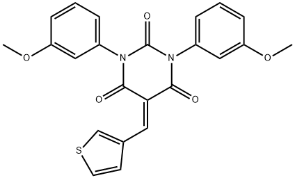 1,3-BIS(3-METHOXYPHENYL)-5-(3-THIENYLMETHYLENE)-1,3-DIAZAPERHYDROINE-2,4,6-TRIONE 结构式