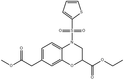 Ethyl 7-(2-methoxy-2-oxoethyl)-4-(2-thienylsulfonyl)-3,4-dihydro-2H-1,4-benzoxazine-2-carboxylate 结构式
