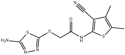 2-(5-AMINO-[1,3,4]THIADIAZOL-2-YLSULFANYL)-N-(3-CYANO-4,5-DIMETHYL-THIOPHEN-2-YL)-ACETAMIDE 结构式