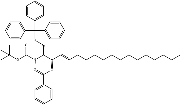 (2S,3R,4E)-3-BENZOYL-2-TERTBUTYLOXYCARBONYLAMINO-1-TRIPHENYLMETHYL-4-OCTADECEN-1,3-DIOL 结构式