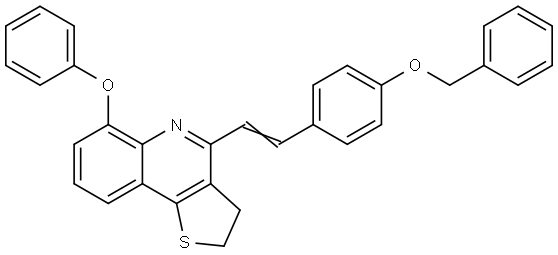 4-((E)-2-[4-(Benzyloxy)phenyl]ethenyl)-6-phenoxy-2,3-dihydrothieno[3,2-c]quinoline 结构式