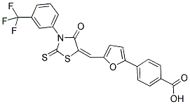 4-[5-((E)-{4-OXO-2-THIOXO-3-[3-(TRIFLUOROMETHYL)PHENYL]-1,3-THIAZOLIDIN-5-YLIDENE}METHYL)-2-FURYL]BENZOIC ACID 结构式