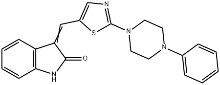 3-((E)-[2-(4-PHENYLPIPERAZINO)-1,3-THIAZOL-5-YL]METHYLIDENE)-1,3-DIHYDRO-2H-INDOL-2-ONE 结构式