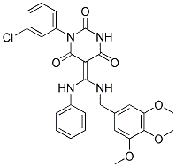 (Z)-1-(3-CHLOROPHENYL)-5-((PHENYLAMINO)(3,4,5-TRIMETHOXYBENZYLAMINO)METHYLENE)PYRIMIDINE-2,4,6(1H,3H,5H)-TRIONE 结构式