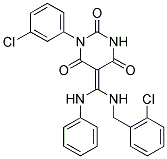 5-{(Z)-ANILINO[(2-CHLOROBENZYL)AMINO]METHYLIDENE}-1-(3-CHLOROPHENYL)-2,4,6(1H,3H)-PYRIMIDINETRIONE 结构式