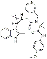 2-(2-((1R,3S)-2,2-DIMETHYL-3-(2-METHYL-1H-INDOL-3-YL)CYCLOPROPYL)-N-(PYRIDIN-3-YLMETHYL)ACETAMIDO)-N-(4-METHOXYPHENYL)-2-METHYLPROPANAMIDE 结构式