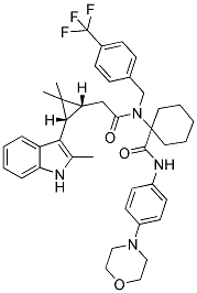 1-(2-((1R,3S)-2,2-DIMETHYL-3-(2-METHYL-1H-INDOL-3-YL)CYCLOPROPYL)-N-(4-(TRIFLUOROMETHYL)BENZYL)ACETAMIDO)-N-(4-MORPHOLINOPHENYL)CYCLOHEXANECARBOXAMIDE 结构式