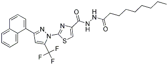 2-(3-(NAPHTHALEN-1-YL)-5-(TRIFLUOROMETHYL)-1H-PYRAZOL-1-YL)-N'-NONANOYLTHIAZOLE-4-CARBOHYDRAZIDE 结构式