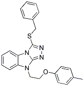 3-Benzylsulfanyl-9-(2-p-tolyloxy-ethyl)-9H-benzo[4,5]imidazo[2,1-c][1,2,4]triazole 结构式