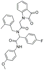 2-(2,3-DIOXOINDOLIN-1-YL)-N-(1-(4-FLUOROPHENYL)-2-(4-METHOXYPHENYLAMINO)-2-OXOETHYL)-N-(2-METHYLBENZYL)ACETAMIDE 结构式