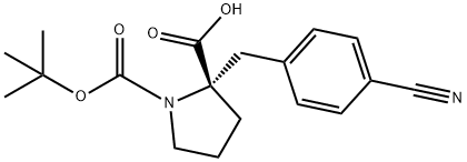 (S)-1-(叔丁氧基羰基)-2-(4-氰基苄基)吡咯烷-2-羧酸 结构式