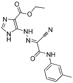 Ethyl 5-((2E)-2-{1-cyano-2-[(3-methylphenyl)amino]-2-oxoethylidene}hydrazino)-1H-imidazole-4-carboxylate 结构式