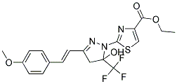 ETHYL 2-[5-HYDROXY-3-[(E)-2-(4-METHOXYPHENYL)VINYL]-5-(TRIFLUOROMETHYL)-4,5-DIHYDRO-1H-PYRAZOL-1-YL]-1,3-THIAZOLE-4-CARBOXYLATE 结构式