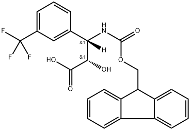 N-芴甲氧羰基-(2S,3S)-3-氨基-2-羟基-3-(3-三氟甲基苯基)-丙酸 结构式