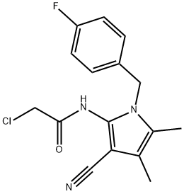 2-氯-N-(3-氰基-1-(4-氟苄基)-4,5-二甲基-1H-吡咯-2-基)乙酰胺 结构式