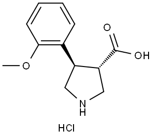 (3S,4R)-4-(2-甲氧基苯基)吡咯烷-3-羧酸盐酸盐 结构式