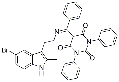 (E)-5-((2-(5-BROMO-2-METHYL-1H-INDOL-3-YL)ETHYLIMINO)(PHENYL)METHYL)-1,3-DIPHENYLPYRIMIDINE-2,4,6(1H,3H,5H)-TRIONE 结构式