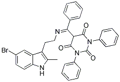 (E)-5-((2-(5-Bromo-2-methyl-1H-indol-3-yl)ethylimino)(phenyl)methyl)-1,3-diphenylpyrimidine-2,4,6(1H,3H,5H)-trione 结构式