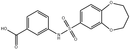 3-(3,4-二氢-2H-1,5-苯并二噁英-7-磺胺)苯甲酸 结构式