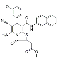 METHYL 2-(5-AMINO-6-CYANO-7-(3-METHOXYPHENYL)-8-(NAPHTHALEN-2-YLCARBAMOYL)-3-OXO-3,7-DIHYDRO-2H-THIAZOLO[3,2-A]PYRIDIN-2-YL)ACETATE 结构式